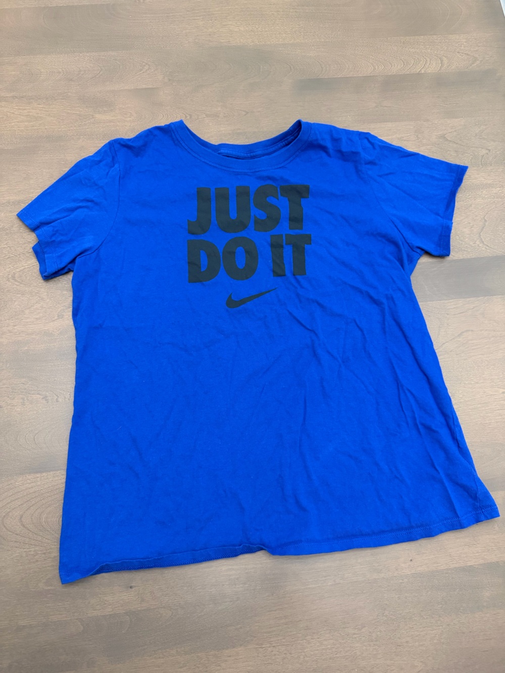 Nike Just Do It Blue Graphic T-Shirt Athletic Cut Size XL